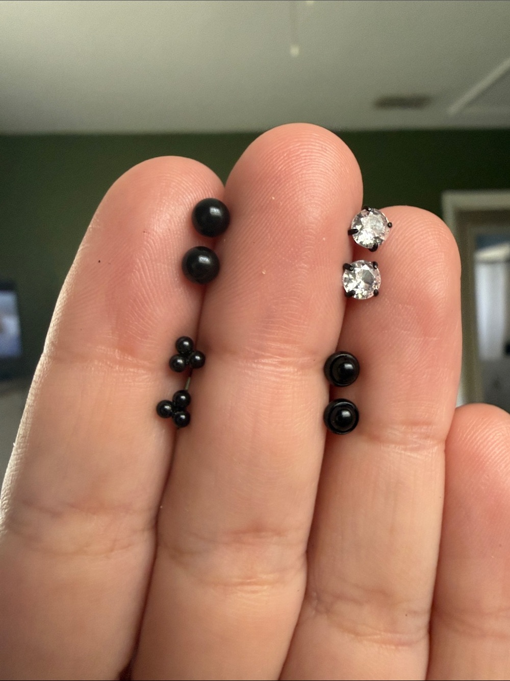 Pack of Black and Clear Stud Earrings - Minimalist Women Jewelry